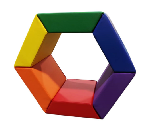 Bintiva Soft Play Hexagon - 74.6"L x 12"W x 3.4"H