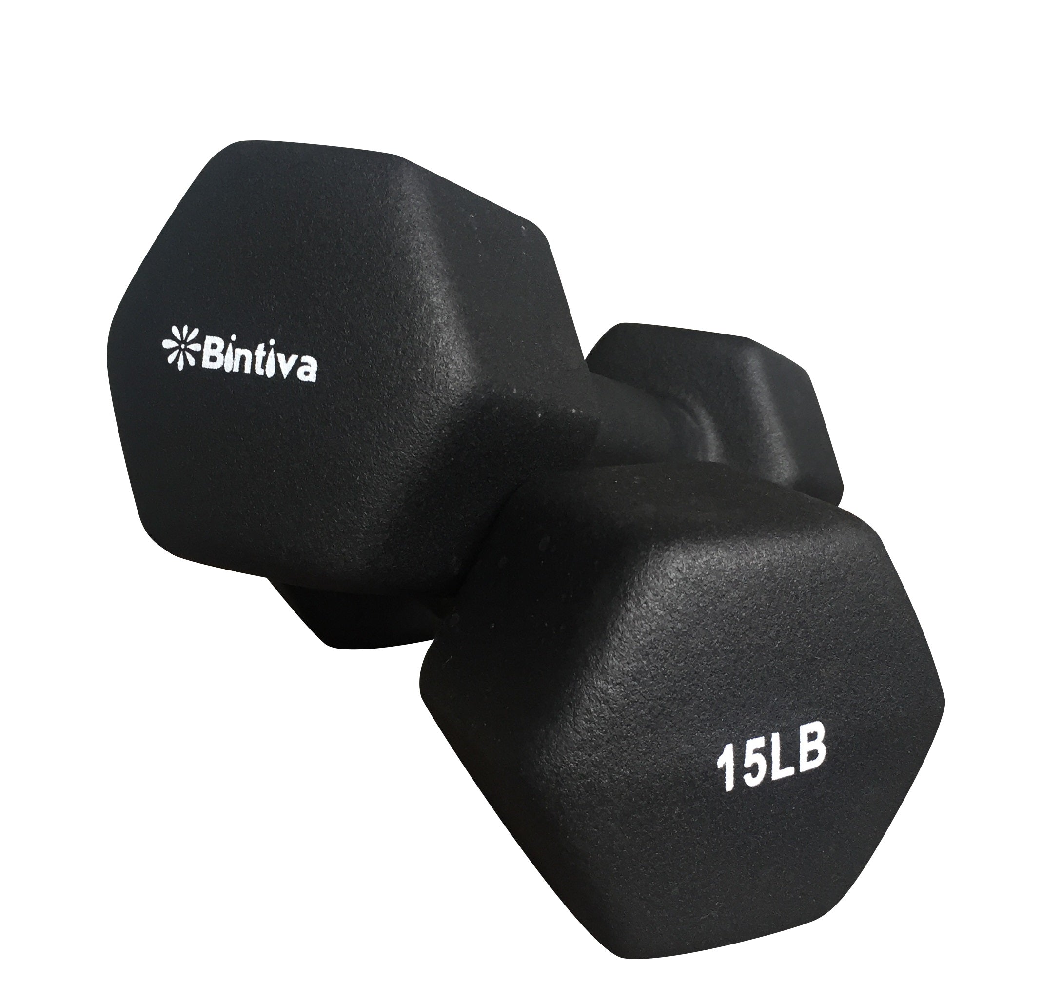 Bintiva Neoprene Hexagon shaped dumbbells - 15 lbs
