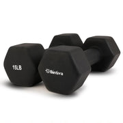 Bintiva Neoprene Hexagon shaped dumbbells - 15 lbs