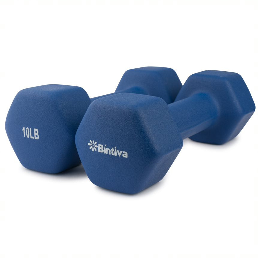 Bintiva Neoprene Hexagon shaped dumbbells - 10 lbs