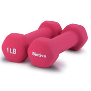 Bintiva Neoprene Hexagon shaped dumbbells - 1 lb.