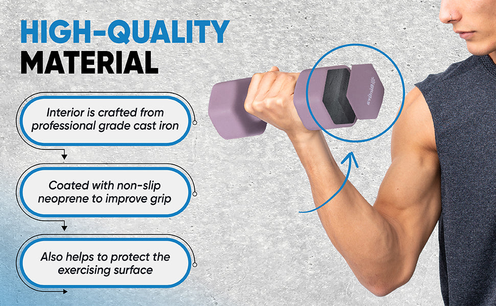Bintiva Neoprene Hexagon shaped dumbbells - 1 lb.