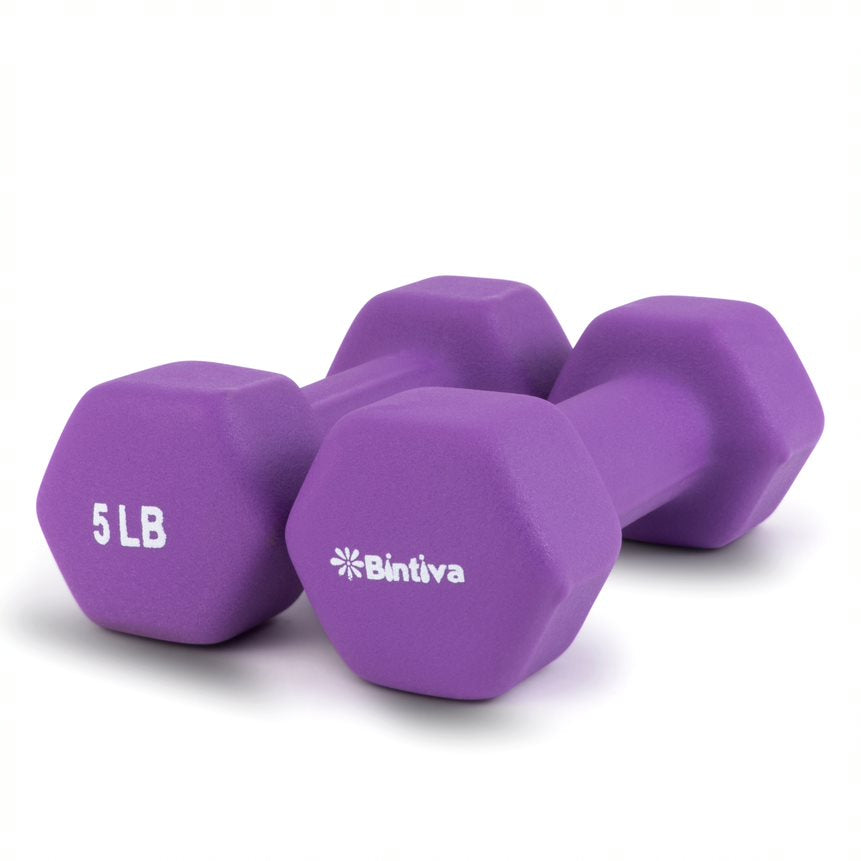 Bintiva Neoprene Hexagon shaped dumbbells - 5 lbs