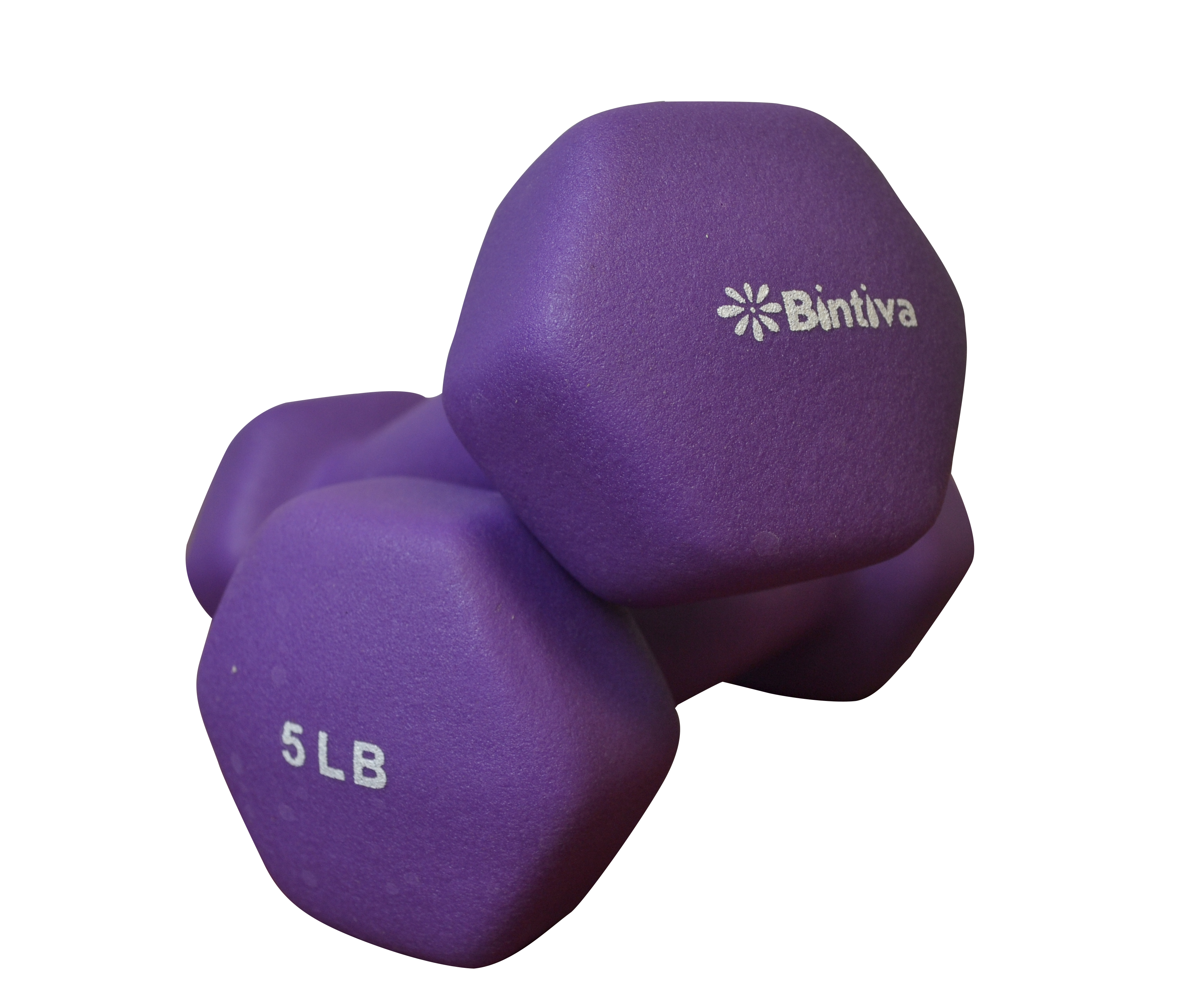 Bintiva Neoprene Hexagon shaped dumbbells - 5 lbs