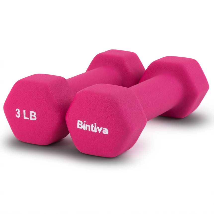 Bintiva Neoprene Hexagon shaped dumbbells - 3 lbs