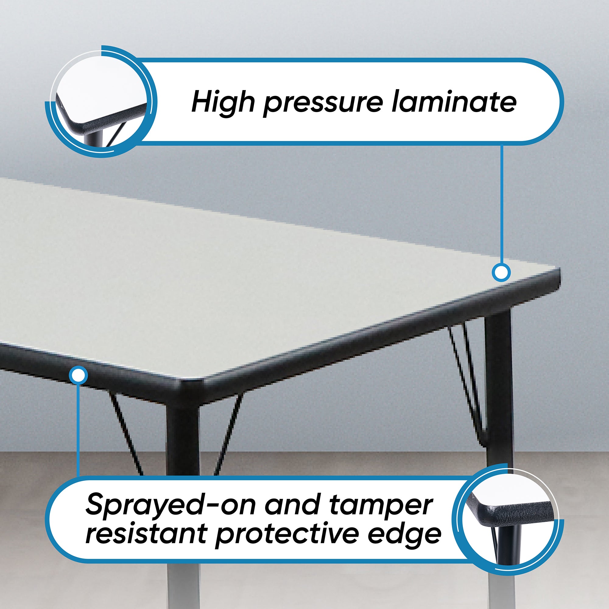 Activity Table 24 x 48 (60x120cm) Gray Edge - Gray Legs Adjusts 21 - 30