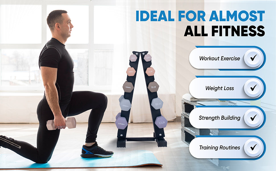 Neoprene Hexagon shaped dumbbells (flint) - 10 lbs