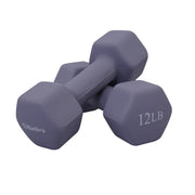 Neoprene Hexagon shaped dumbbells (bayoux) - 12 lbs