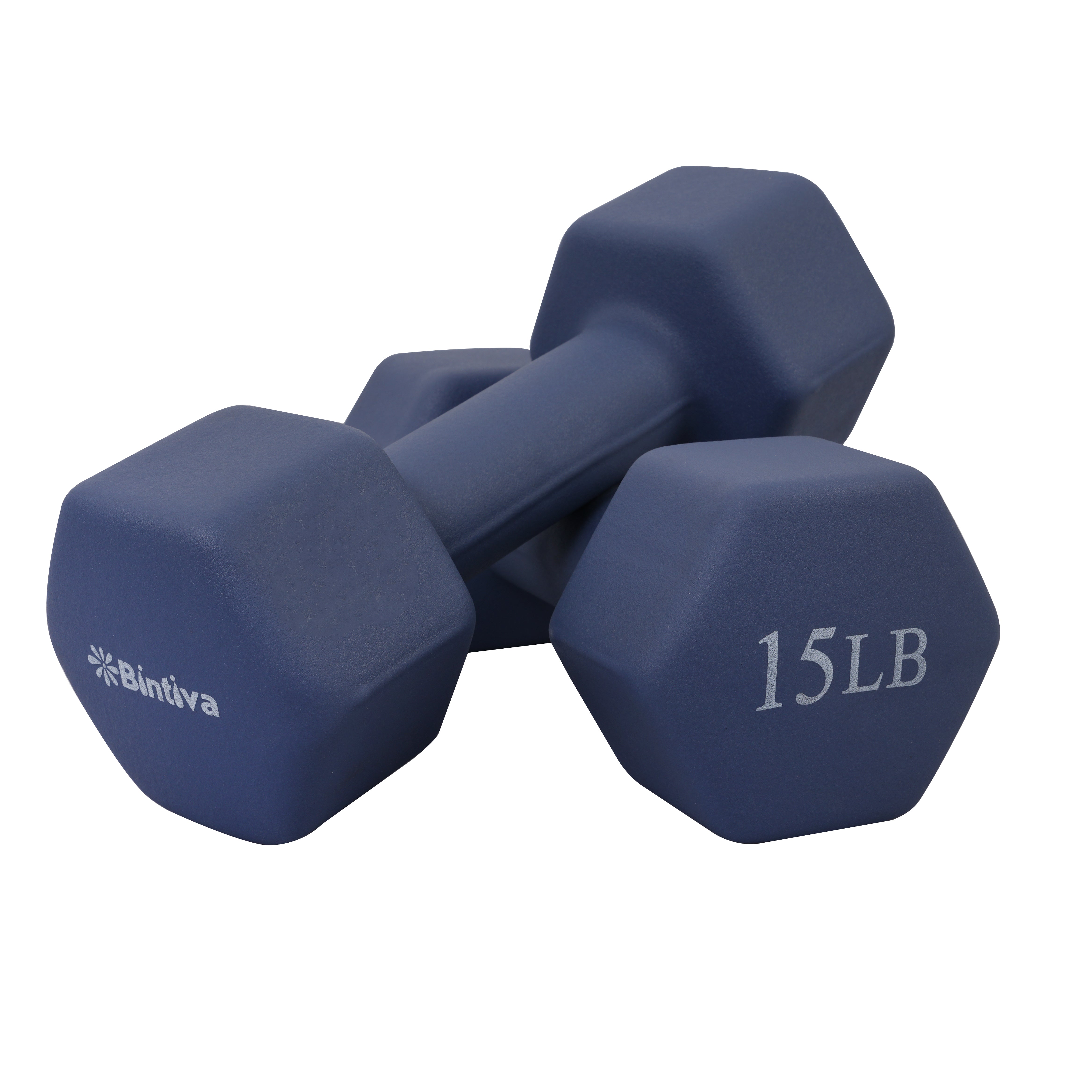 Neoprene Hexagon shaped dumbbells (sapphire) - 15 lbs.