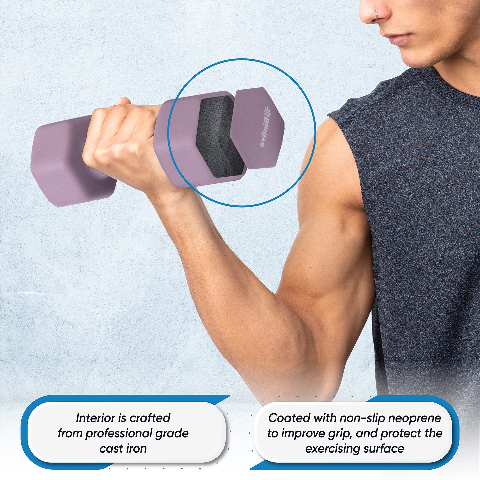 Neoprene Hexagon shaped dumbbells (violet) - 20 lbs.