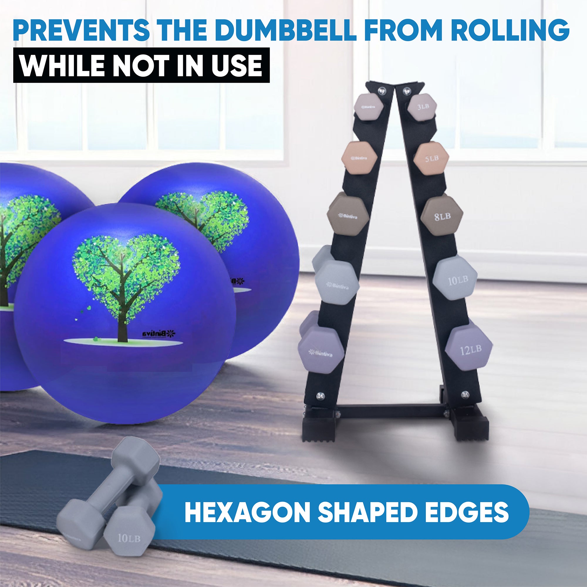 Neoprene Hexagon shaped dumbbells (sand) - 2 lbs.
