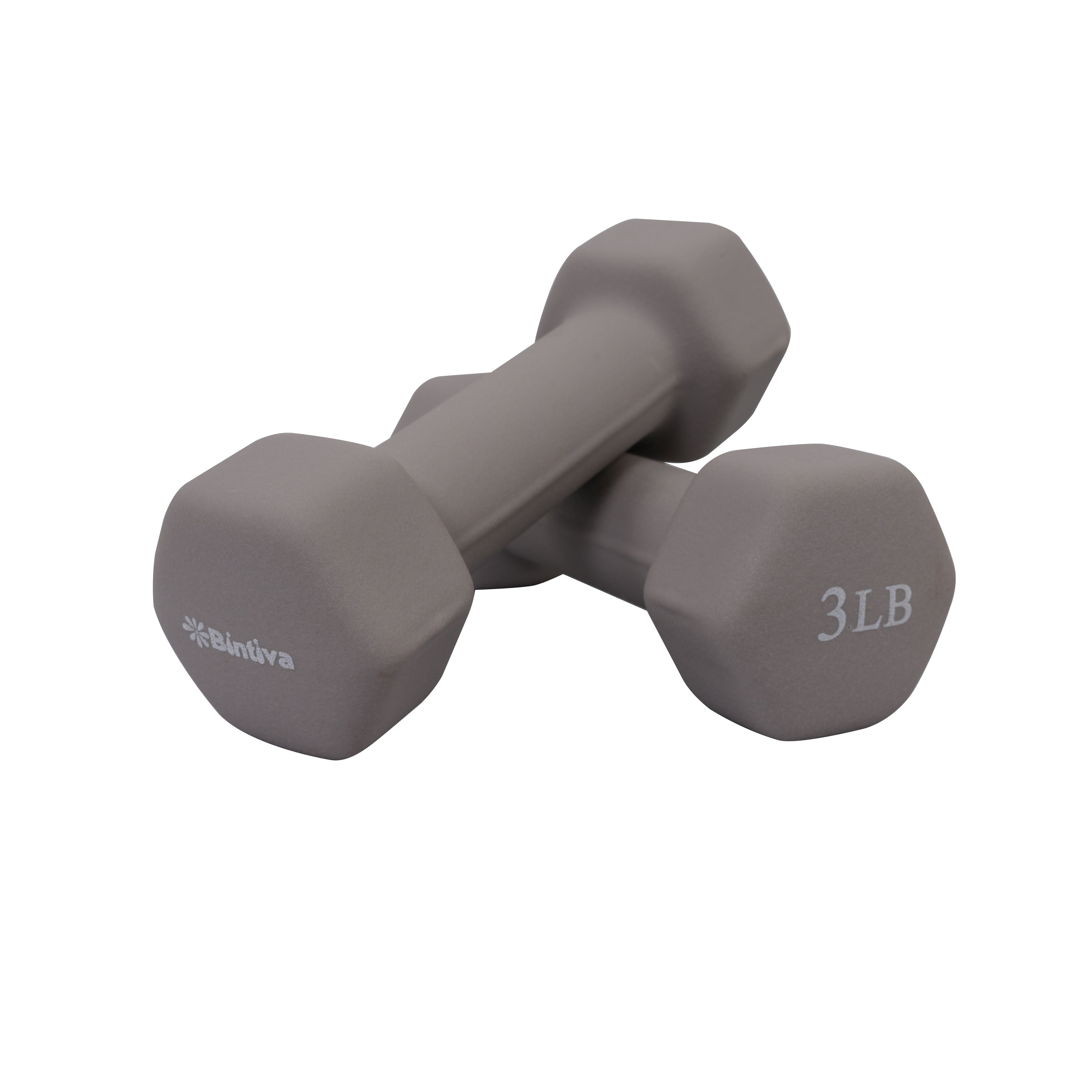Neoprene Hexagon shaped dumbbells (slate)- 3 lbs.