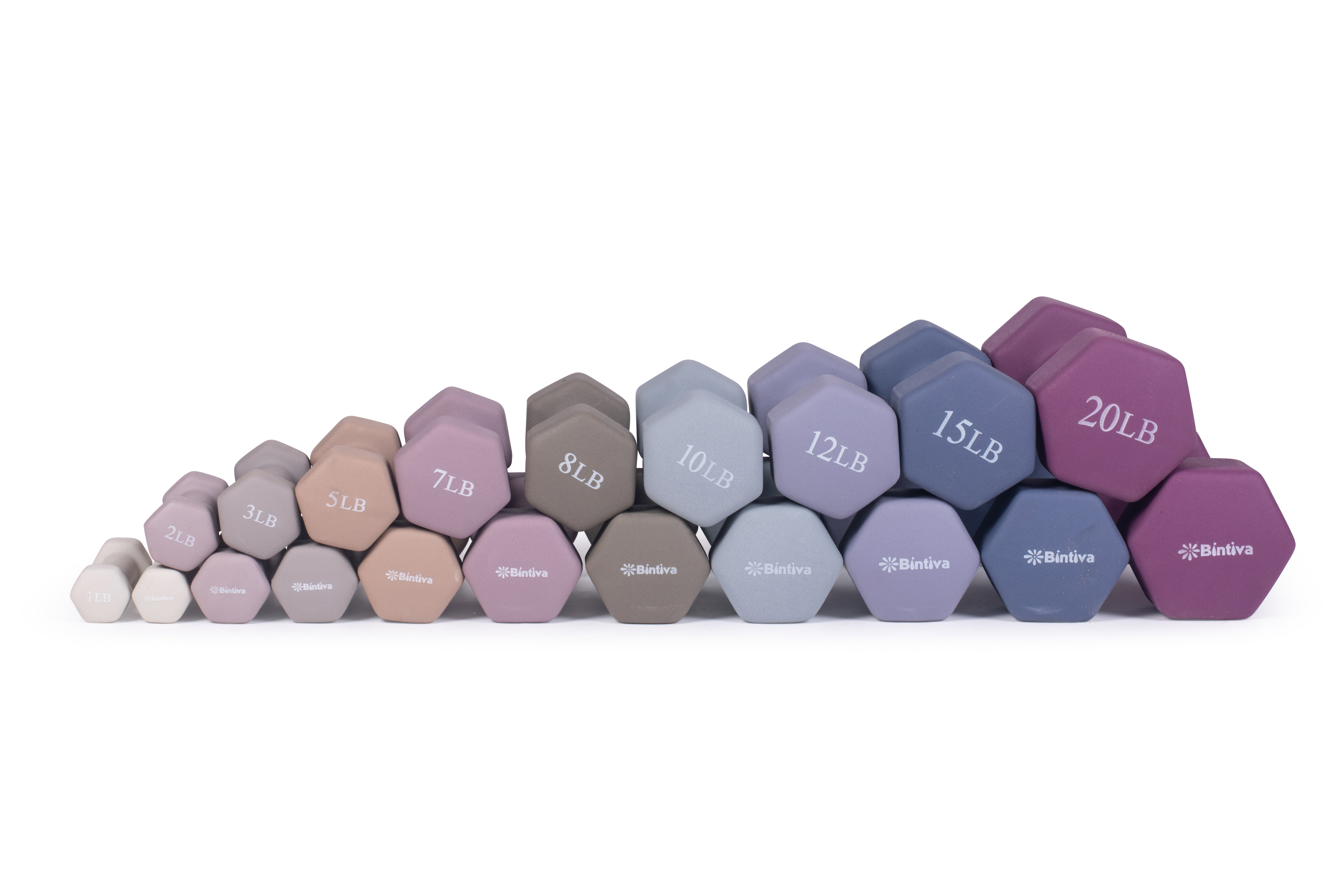 Neoprene Hexagon shaped dumbbells (taupe) - 5 lbs