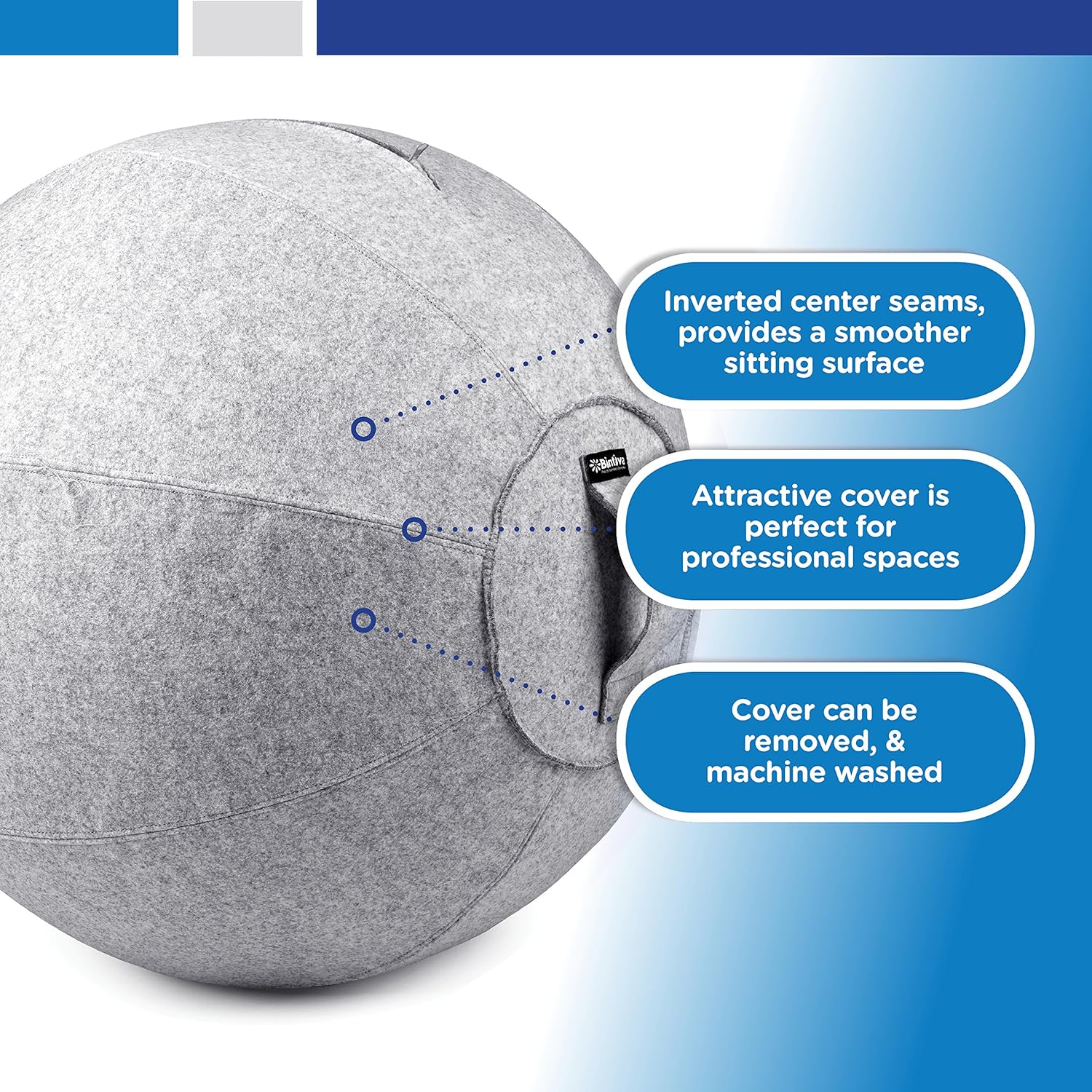 Stability Ball 65cm with Felt Cover - (Light Gray)