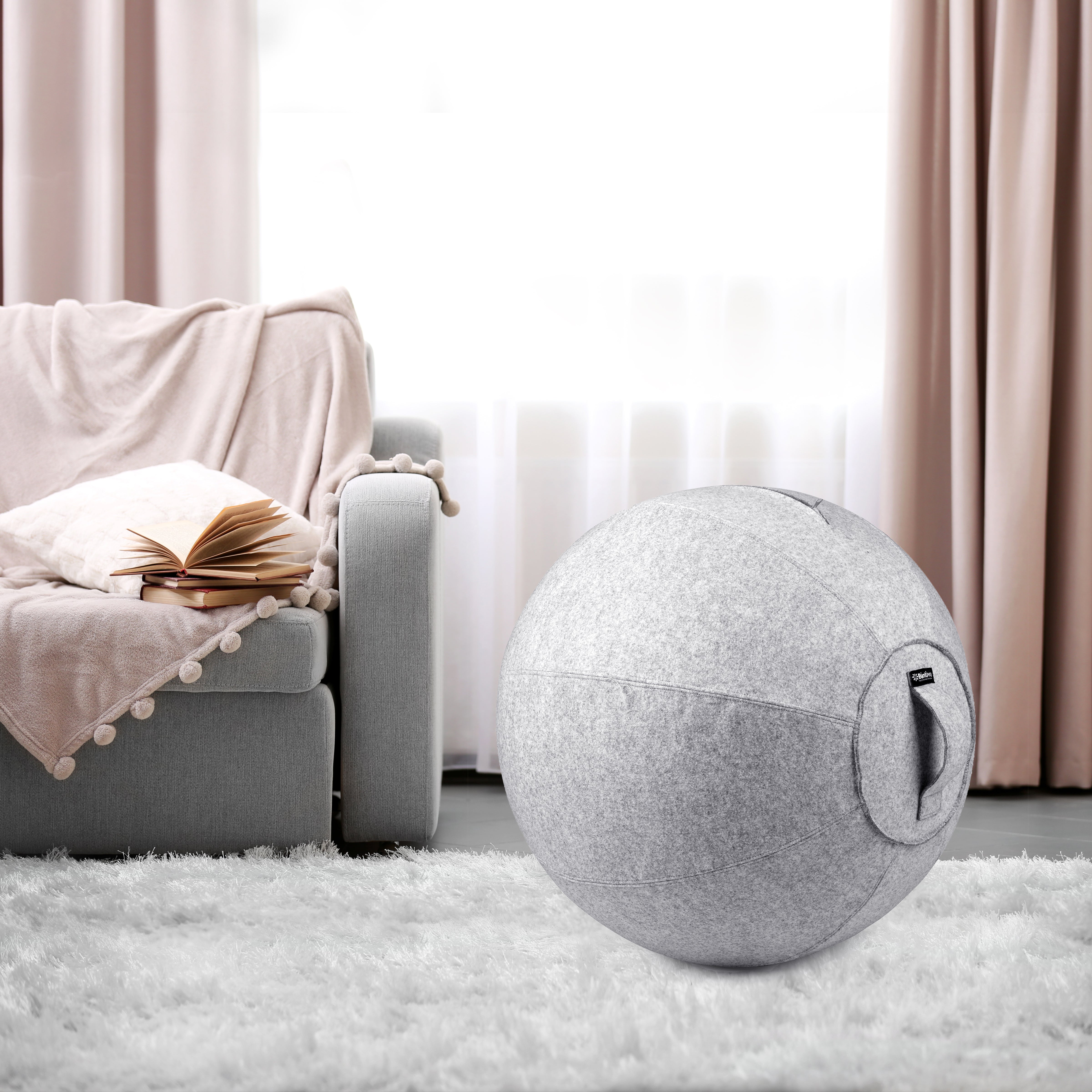 Stability Ball 65cm with Felt Cover - (Light Gray)