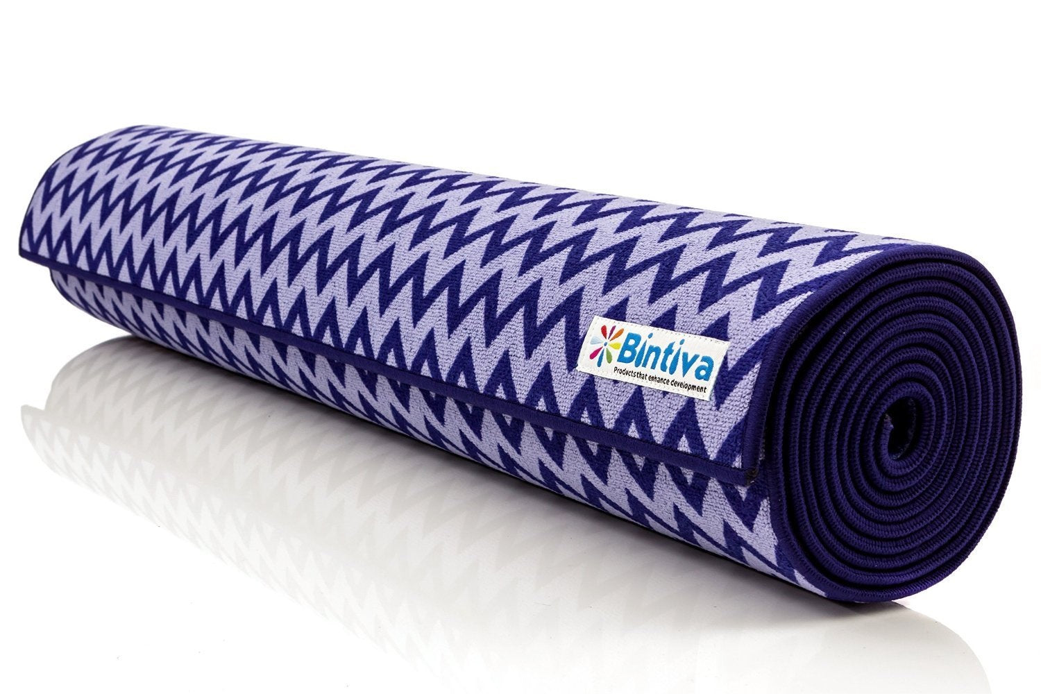 Bintiva Chevron Style Yoga Towel Hybrid Mat - Dark Blue/Light Blue