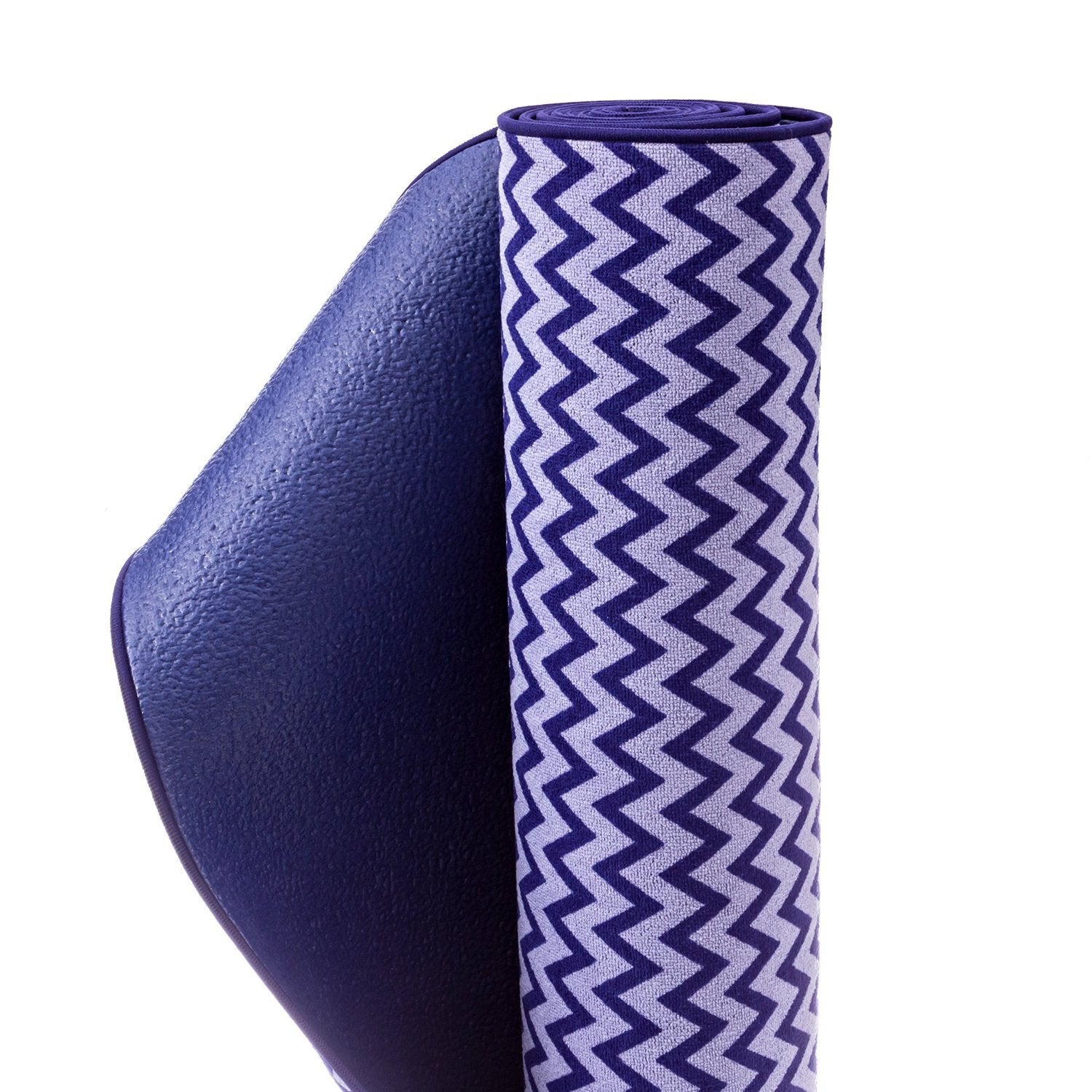 Bintiva Chevron Style Yoga Towel Hybrid Mat - Dark Blue/Light Blue