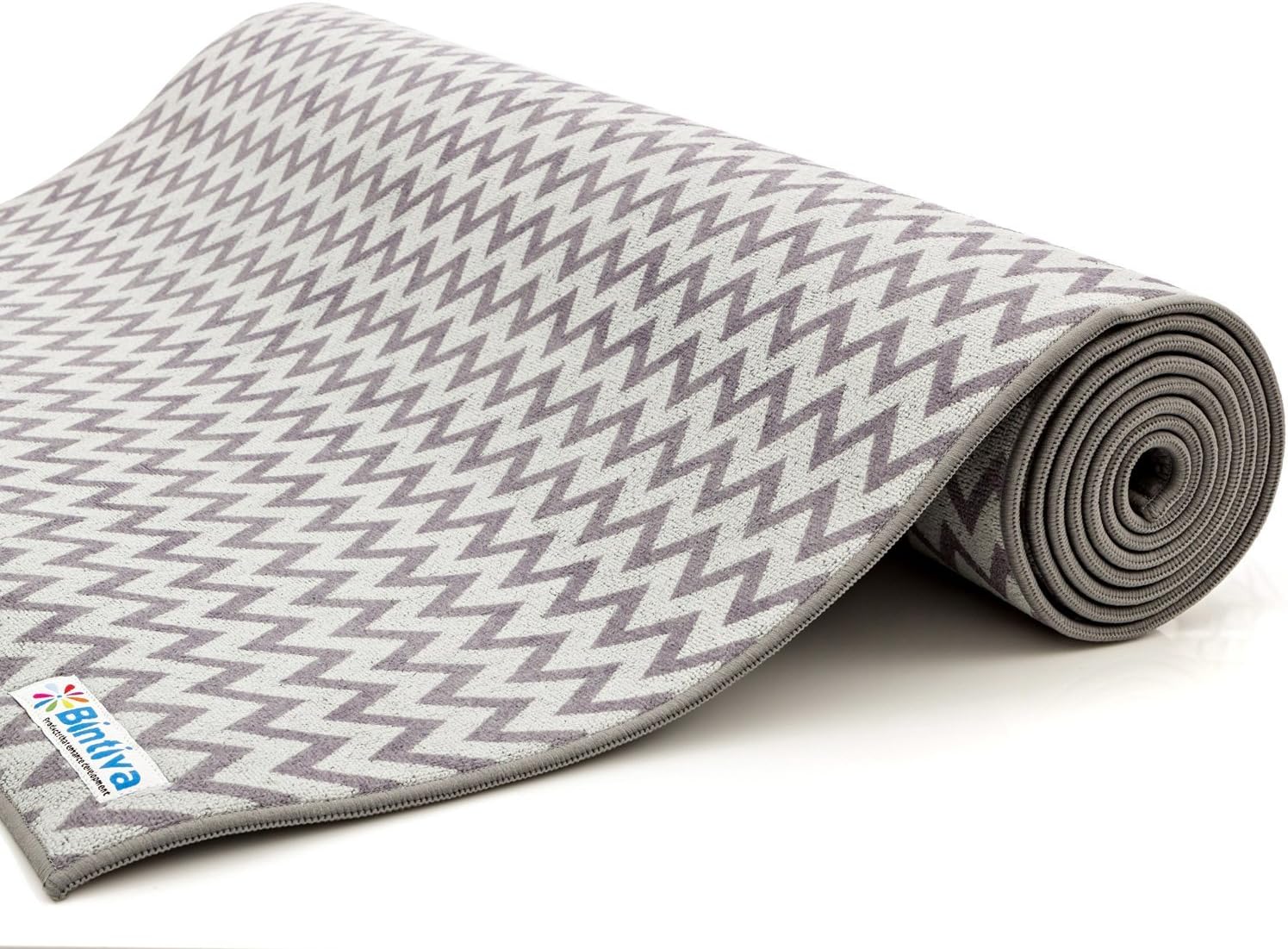 Bintiva Chevron Style Yoga Towel Hybrid Mat - Dark gray/light gray