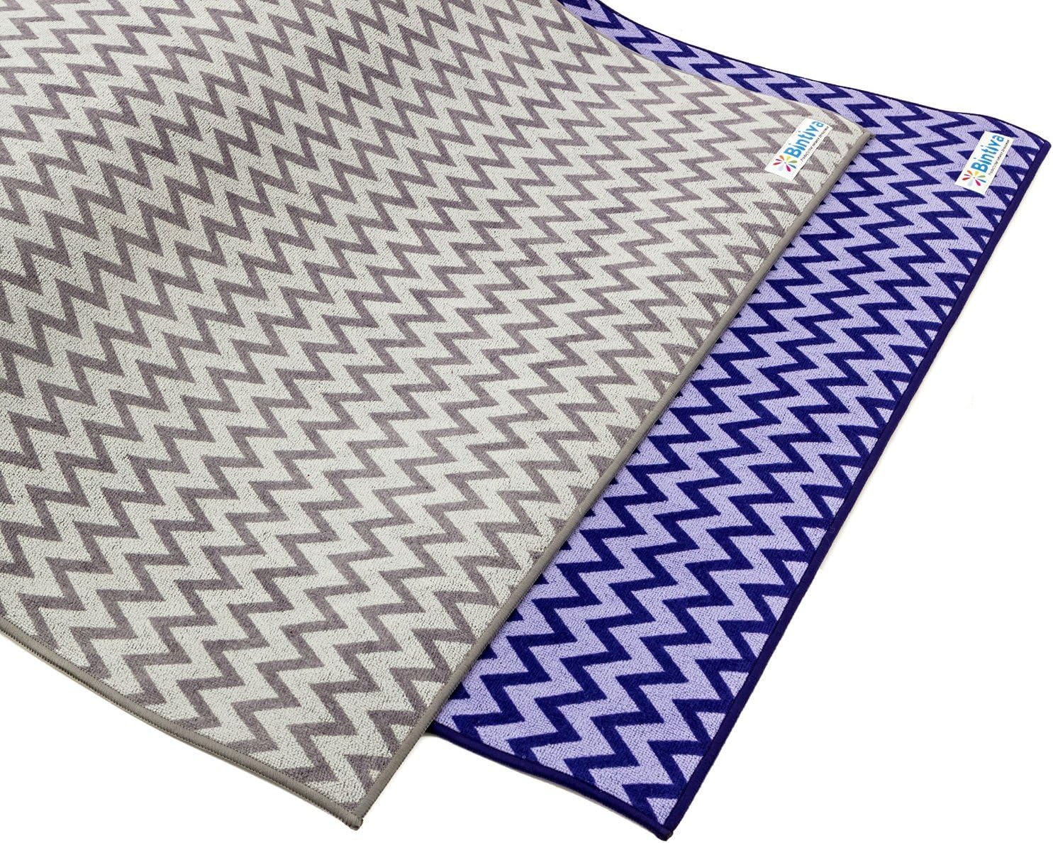Bintiva Chevron Style Yoga Towel Hybrid Mat - Dark gray/light gray