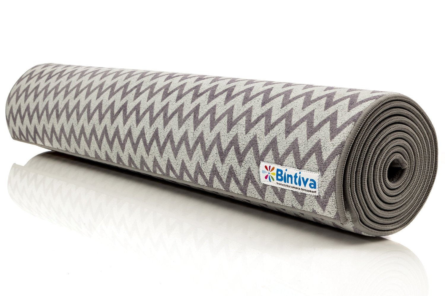 Bintiva Chevron Style Yoga Towel Hybrid Mat - Dark gray/light gray