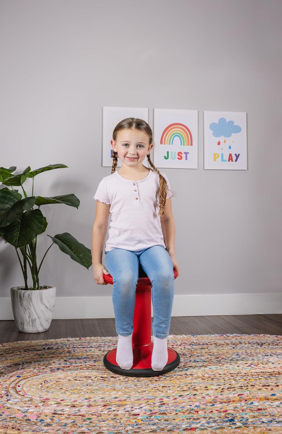 Bintiva Adjustable Wobble Stool - Red