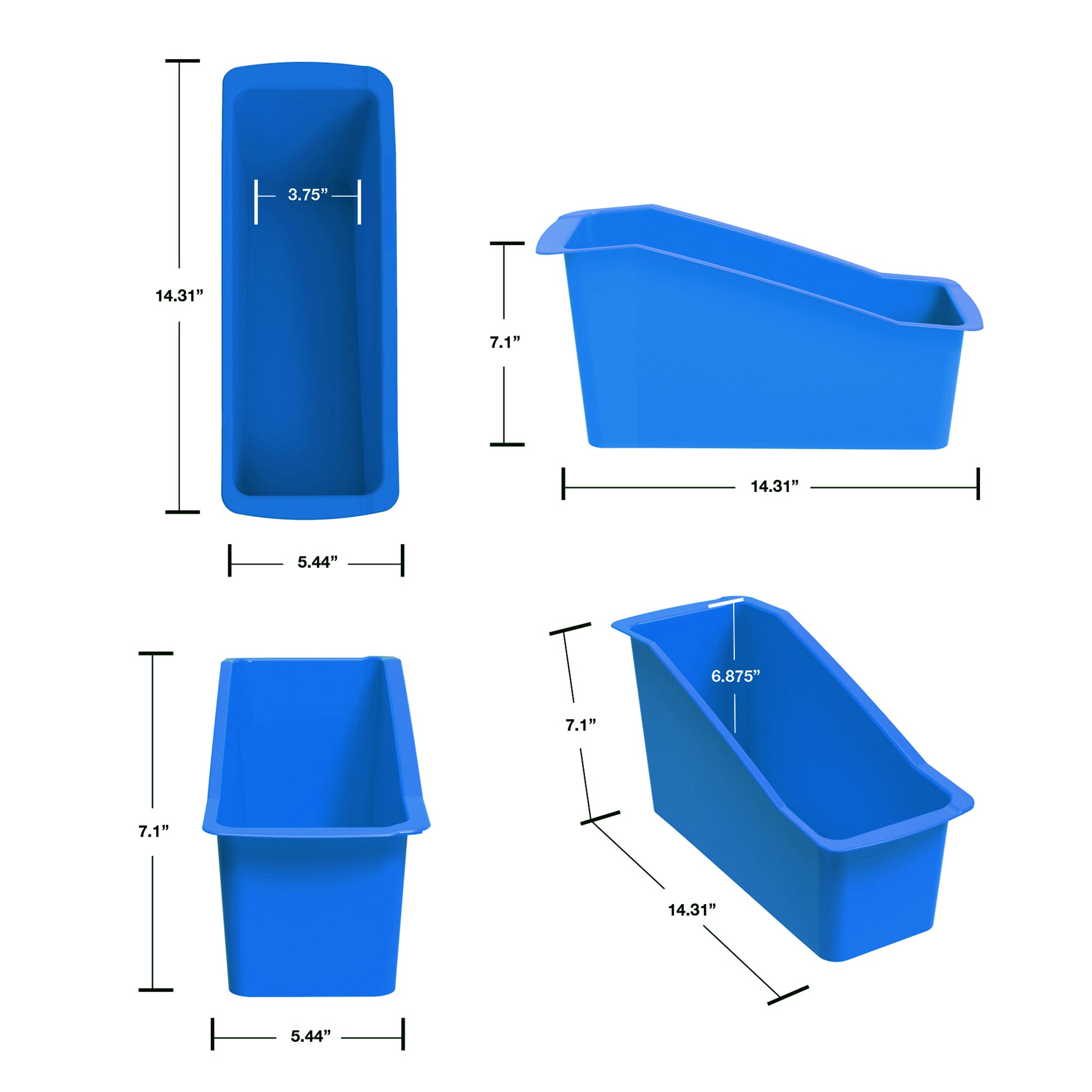 Large Book Bin v2, Blue, Pack of 6