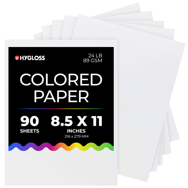 Hygloss Colored Paper - 8.5"x11", 90 count, White