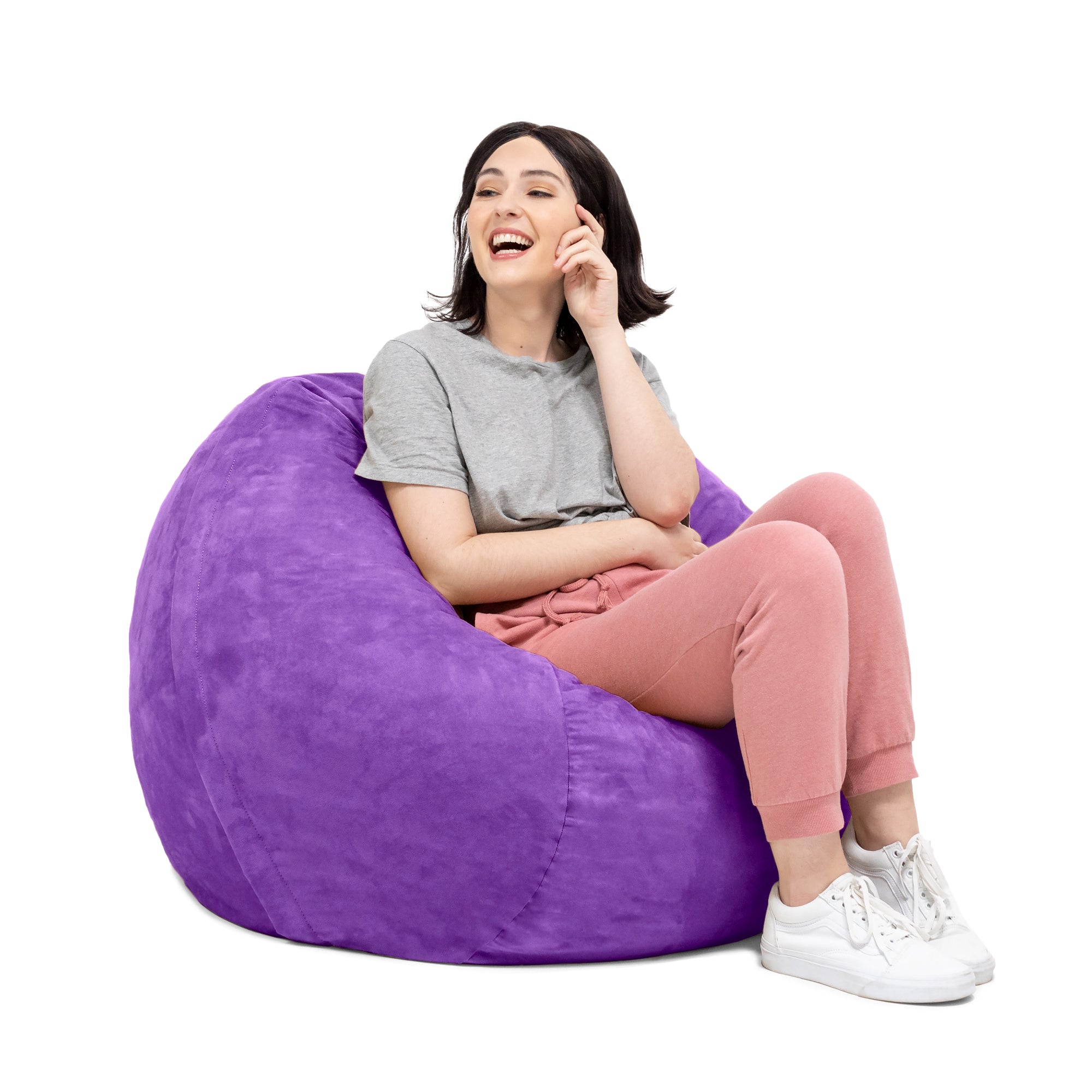 Jaxx Saxx 3 Foot Bean Bag Chair with Removable Cover, Grape