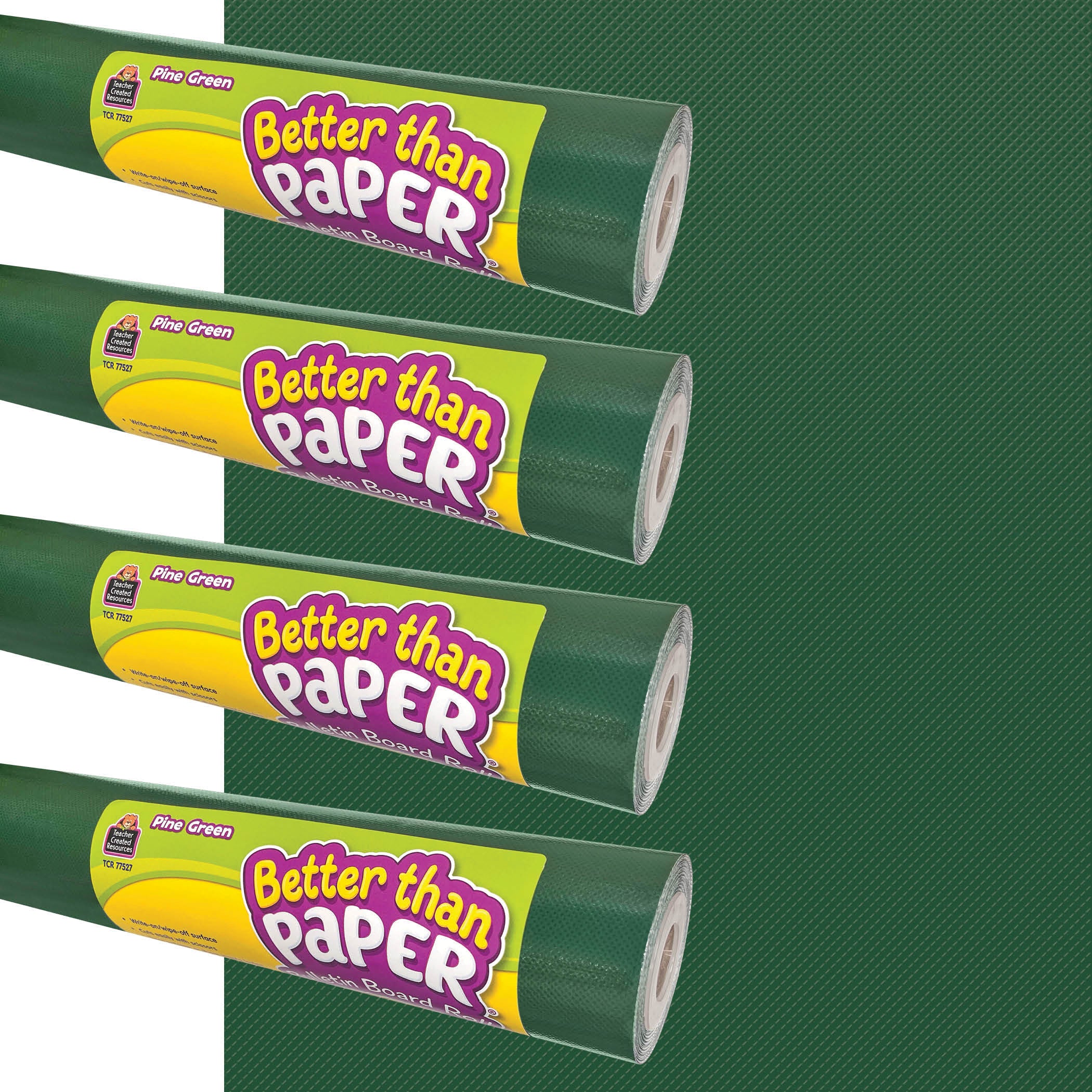 Better Than Paper® Bulletin Board Roll, 4' x 12', Pine Green, 4-Pack
