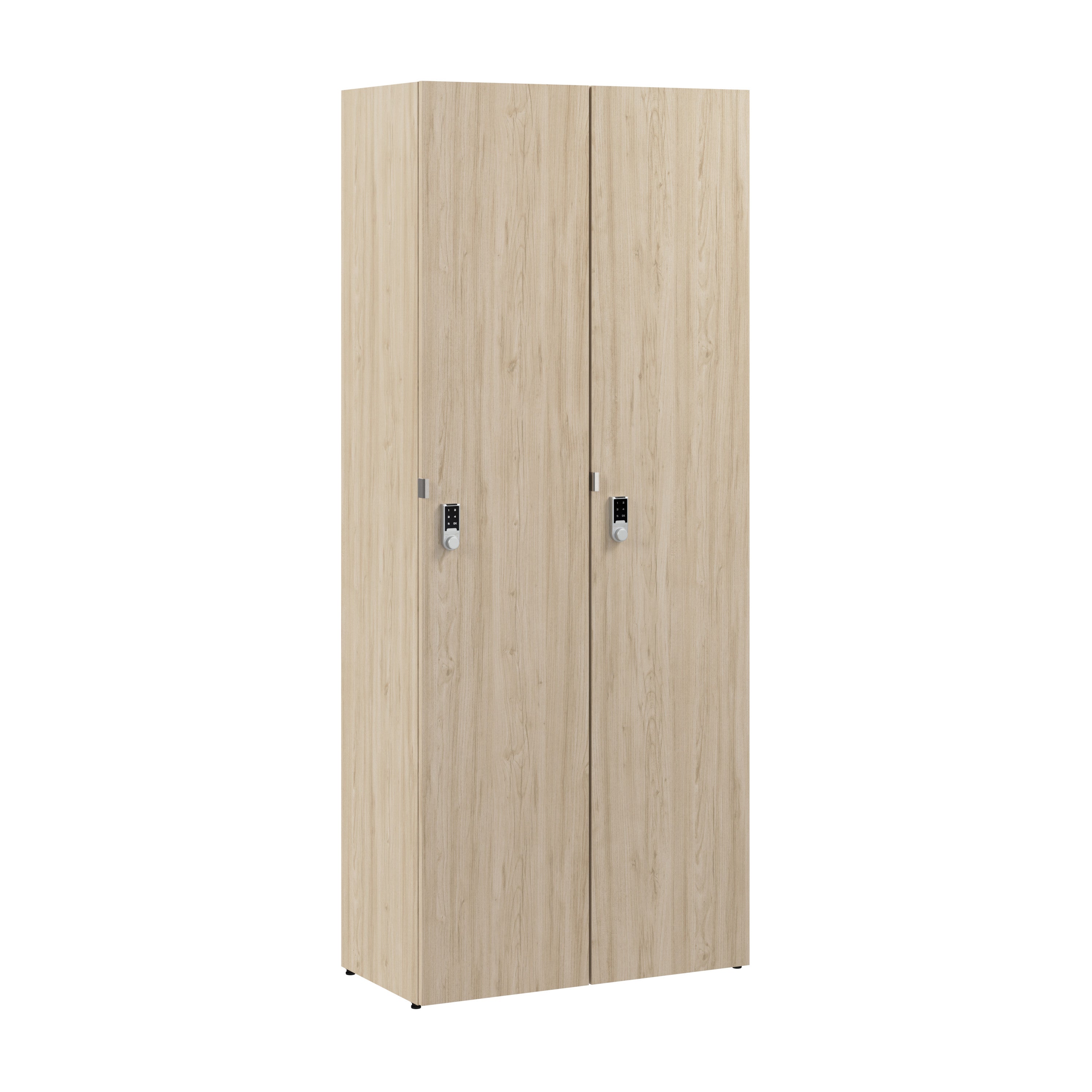Bush Business Furniture Assure Single Tier 2 Door Storage Locker with Keypad Locks in Natural Elm - 29.76" Width x 15.35" Depth x 72.15" Height