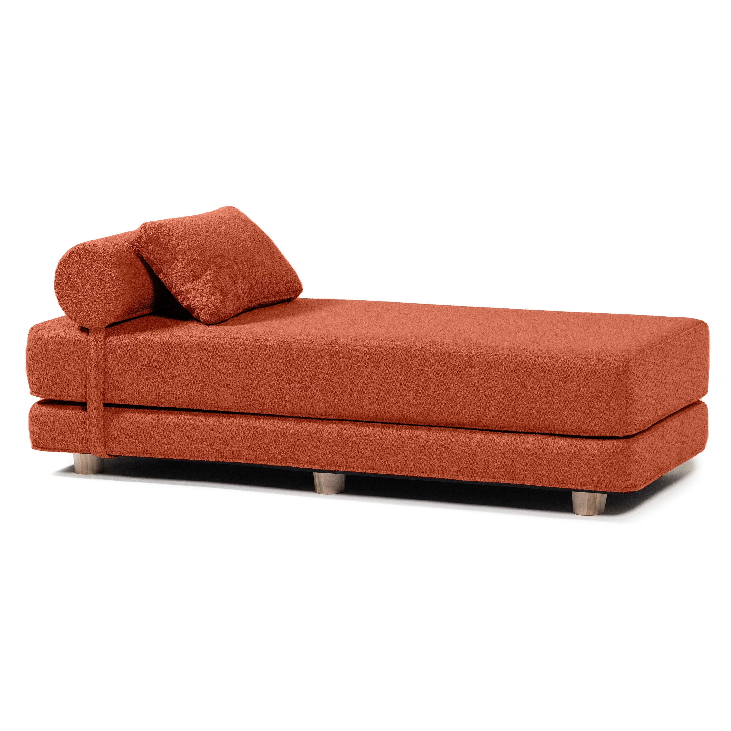 Jaxx Avida Daybed – Fold Out Queen Sleeper – Premium Boucle: Sleek and Modern Lounge for Relaxing and Overnight Guests - Terra Cotta