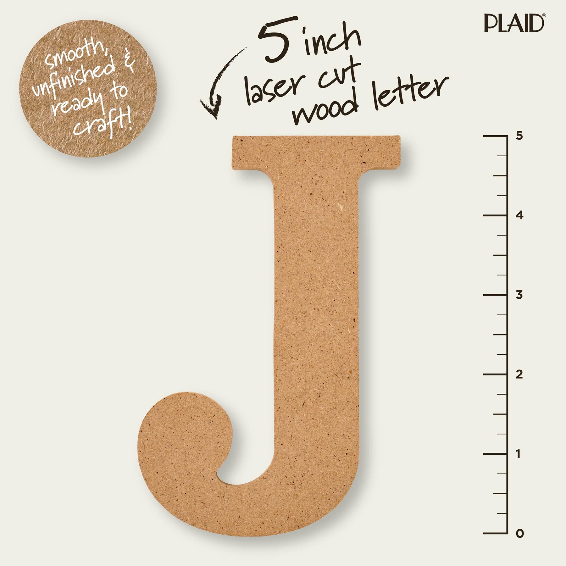 MDF Letter, J, 5 Inch