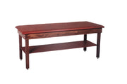 wooden treatment table - H-brace, shelf, upholstered, 72" L x 24" W x 30" H - Specify Color