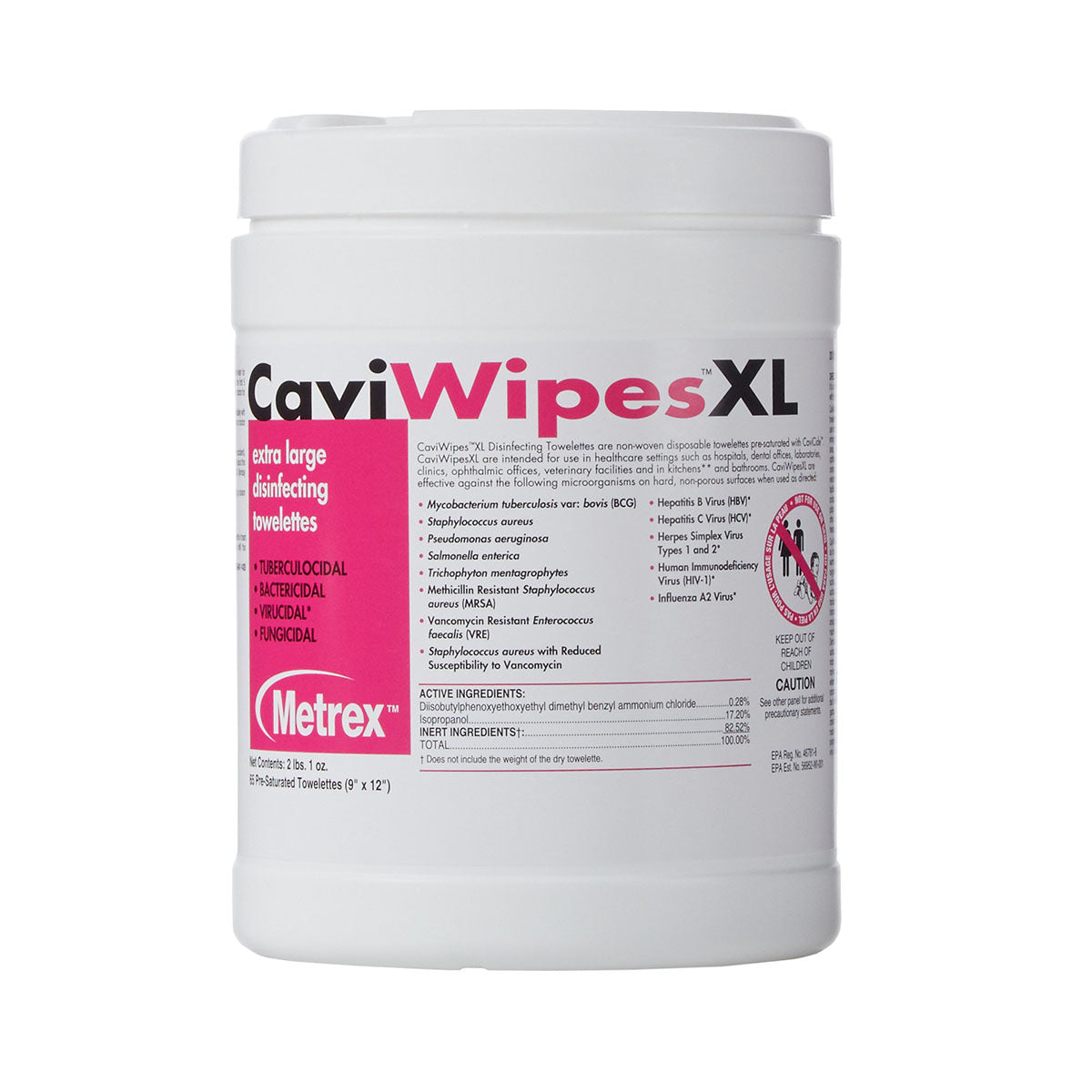 CaviWipes XL (65 Count), 9" x 12", Case of 12 Canisters