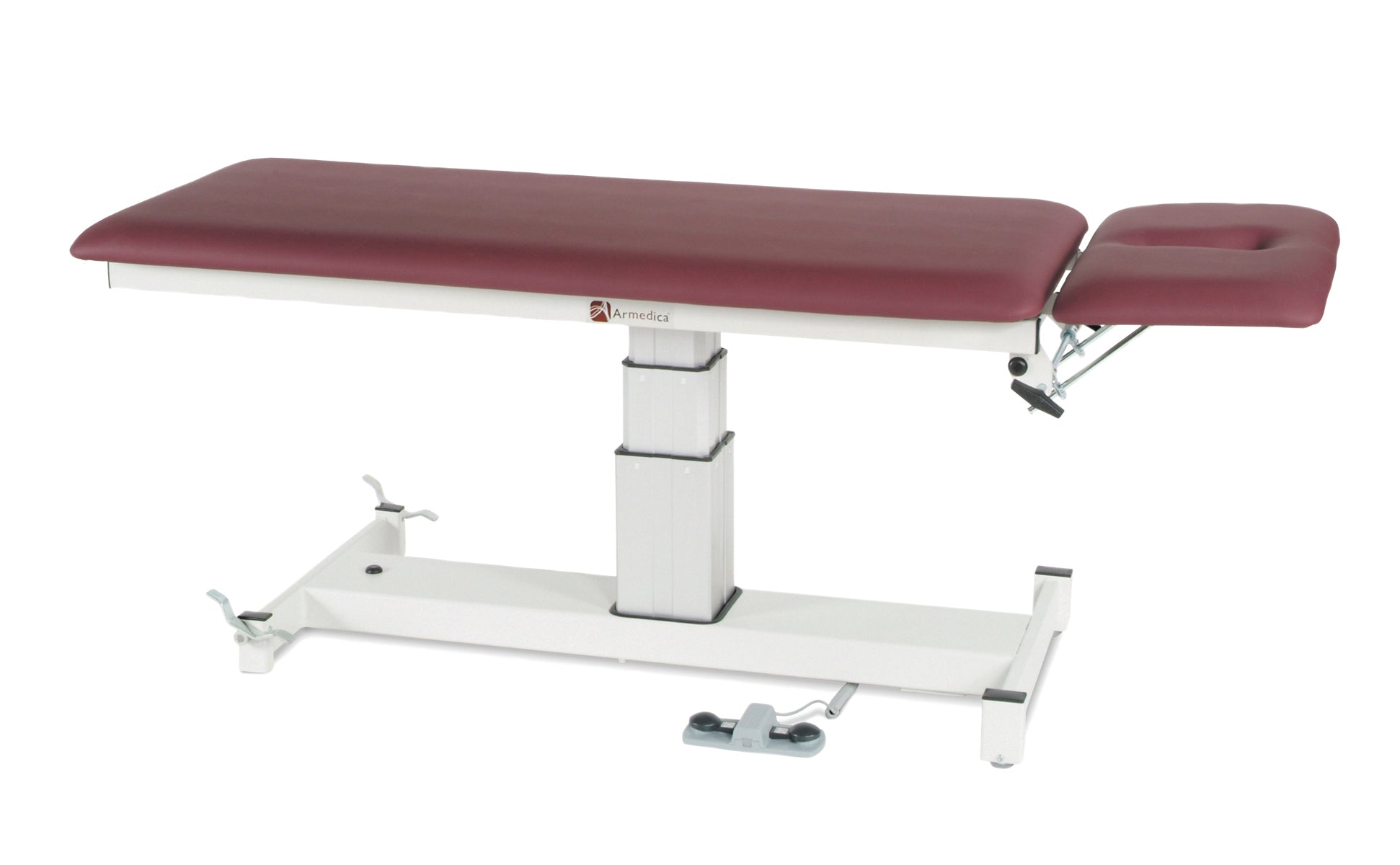 treatment table - electric pedestal hi-low, 76" L x 27" W x 24" - 36" H, 2-section - Specify Color