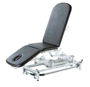 treatment table - electric hi-low, with foot bar, 78" L x 28"W x 18" - 39" H, 3-section, castors - Specify Color