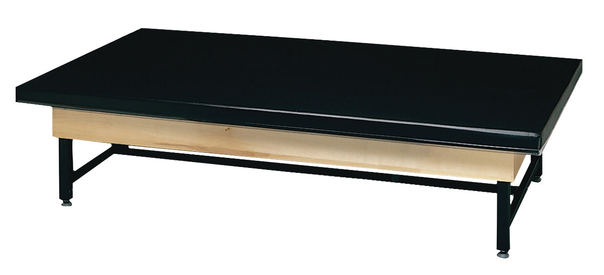 wooden platform table - economy electric hi-low, upholstered, 7' x 3' x (19" - 27") - Specify Color