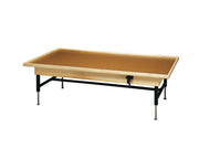 wooden platform table - manual hi-low, raised-rim, 8' x 6' x (19" - 27") - Specify Color