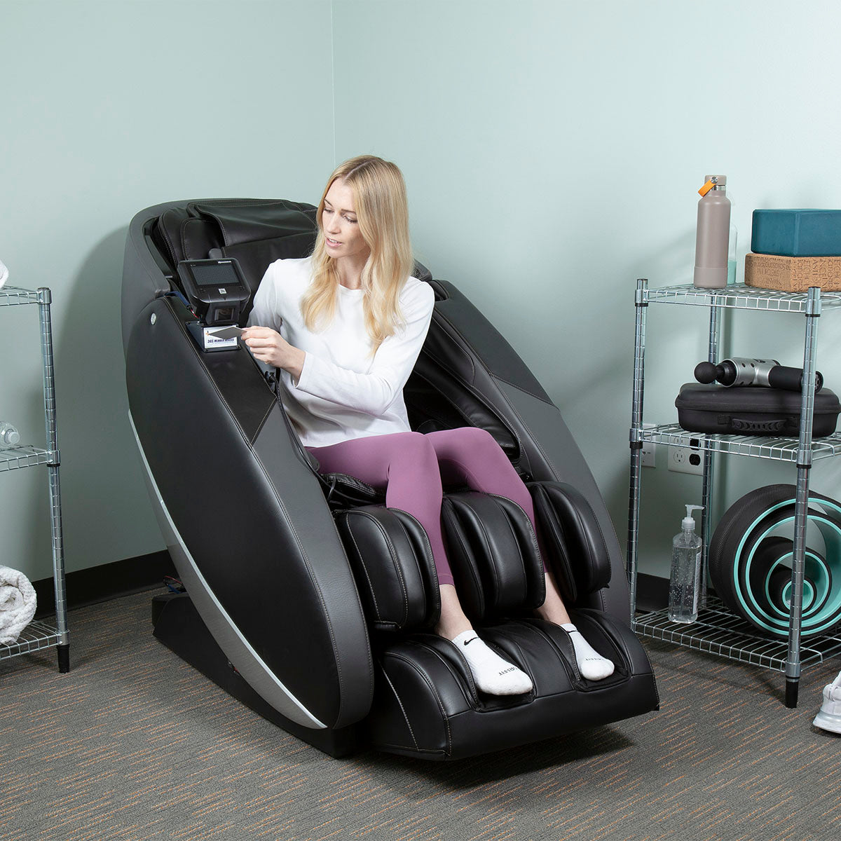 NovoXTPro Massage Chair, Safe Antimicrobial SofHyde, Black/Gray