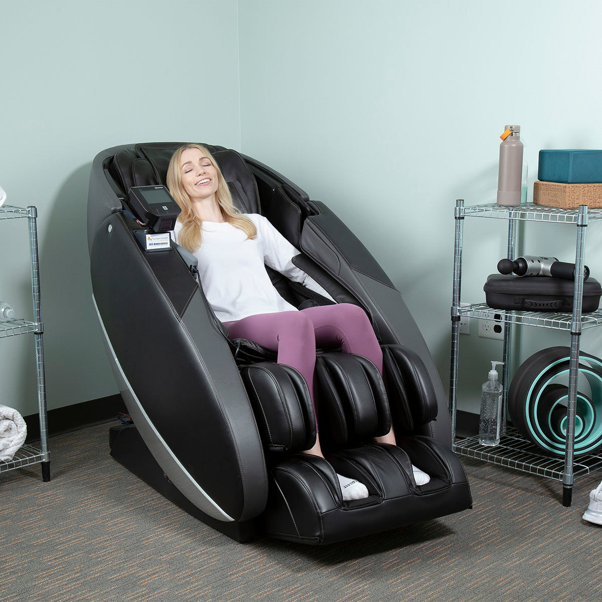 NovoXTPro Massage Chair, Safe Antimicrobial SofHyde, Black/Gray