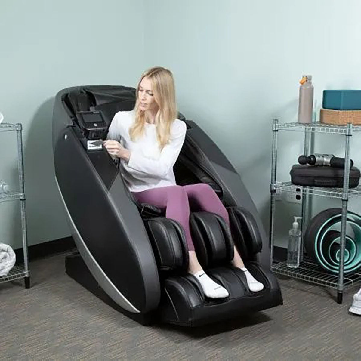 NovoXTPro SE Massage Chair, Safe Antimicrobial Sofhyde, Black/Gray