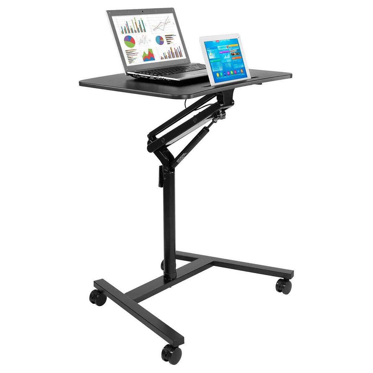 Mobile Standing Desk with Locking Wheels