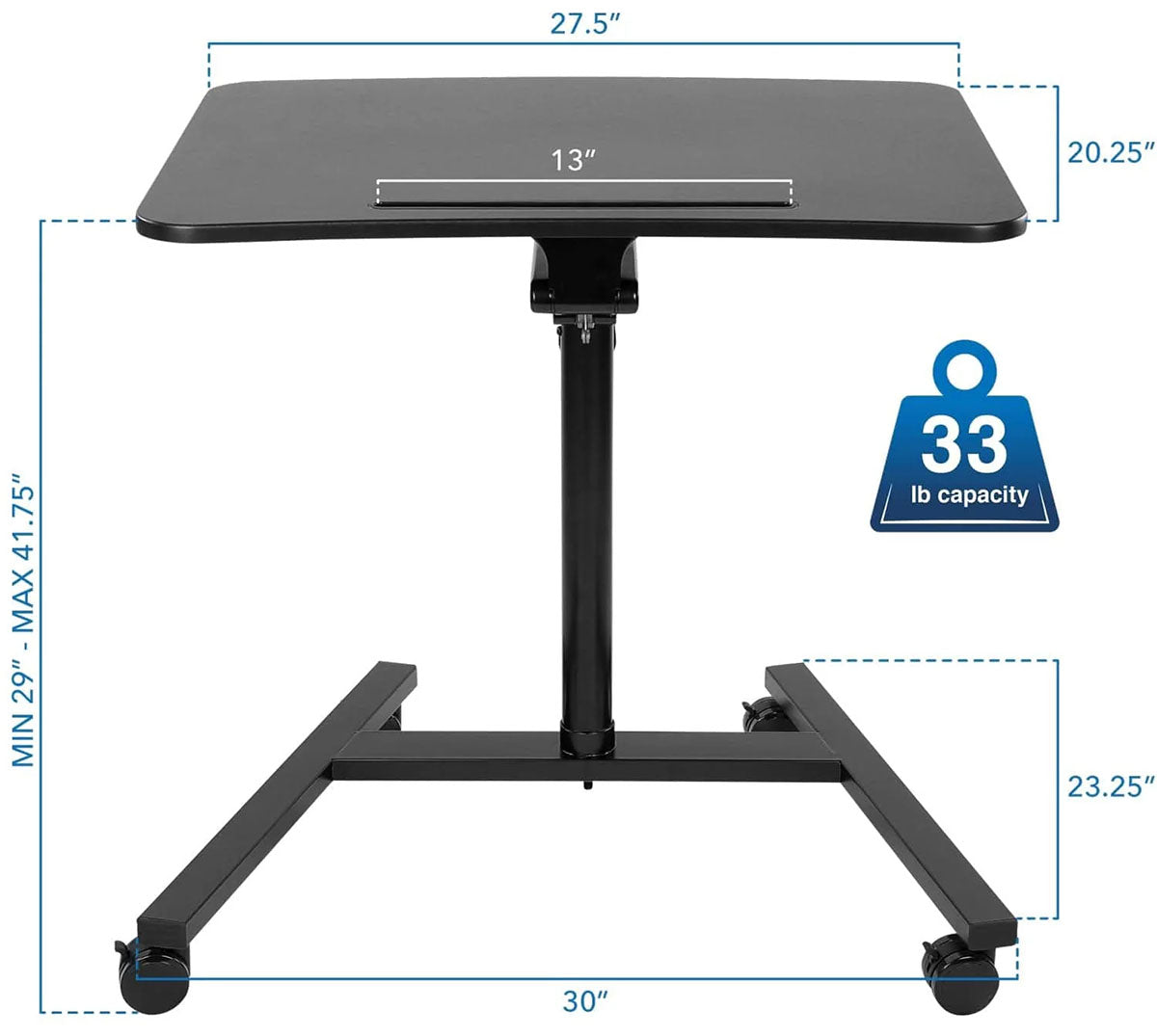 Mobile Standing Desk with Locking Wheels
