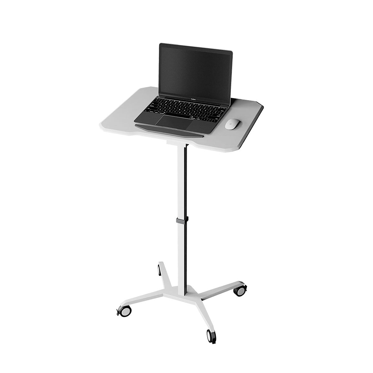 Techni Mobili White Sit-to-Stand Mobile Laptop Computer Stand w/Height Adj, Tilt Tabletop