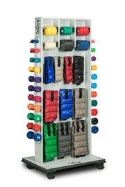 CanDo Mobile Weight Rack and Mirror with Accessories (Cuff Weights, 50yd Band Set, Dumbbells)