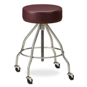 Clinton, Upholstered Top Stainless Steel Stool, 4 Casters - Specify Color