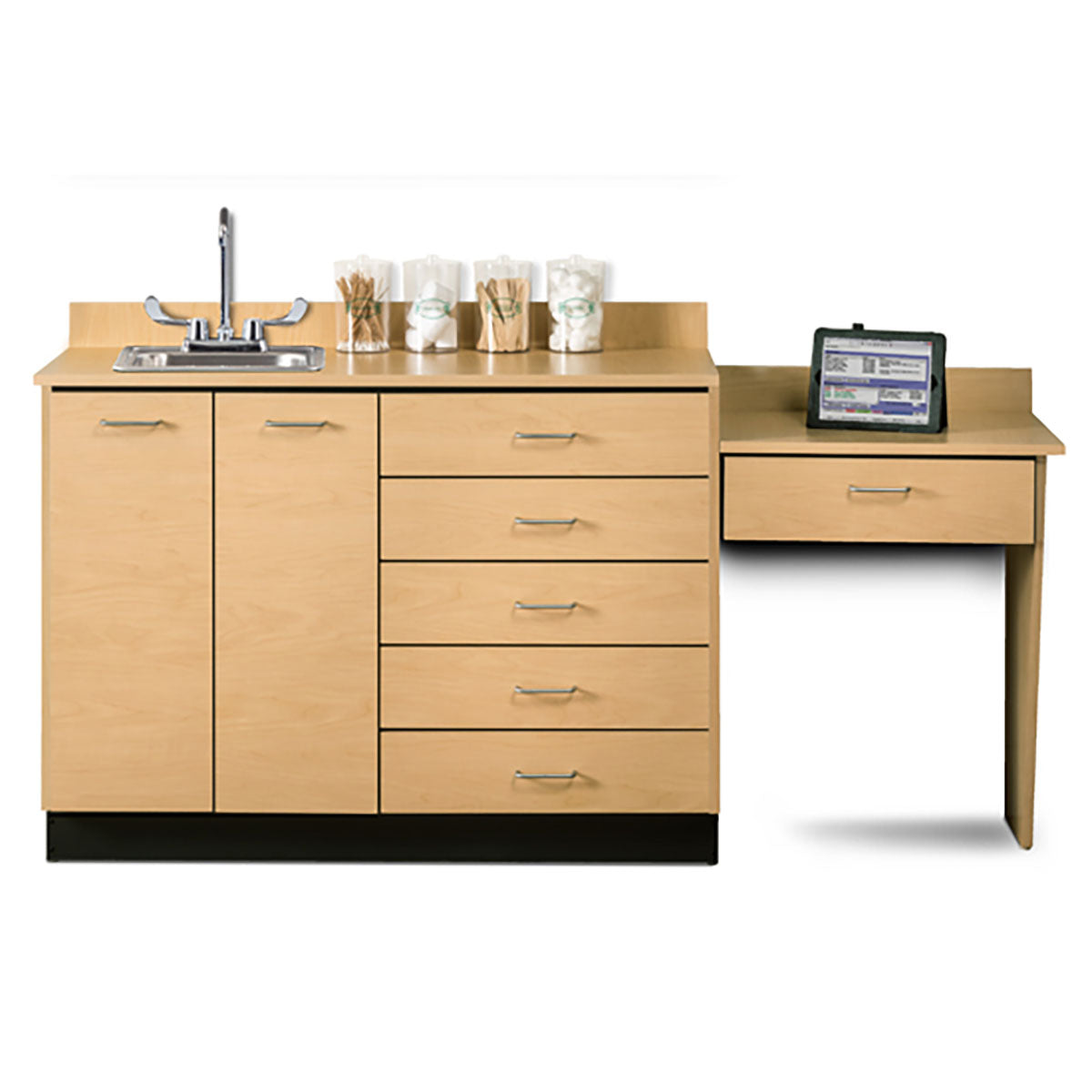 Clinton, Base Cabinet Set, 2 Doors, 5 Drawers, Desk, 72"L