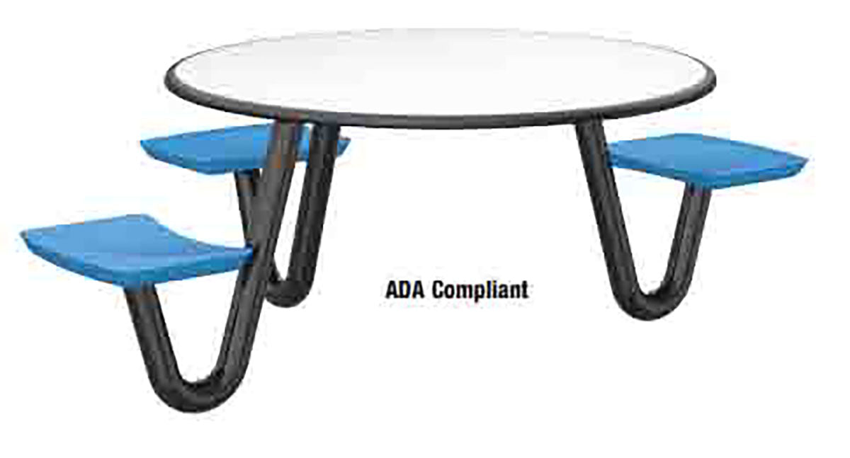 ADA Anchor Table, 3 Blue/Grey Seats, Round, 42"
