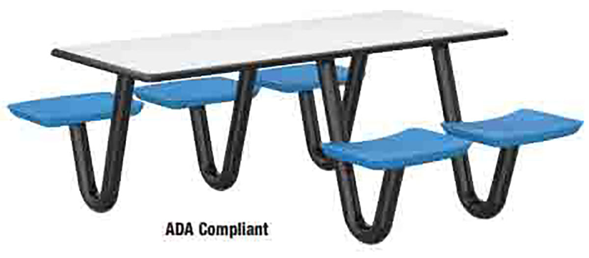 ADA Anchor Table, 5 Blue/Grey Seats, Rectangle, 30" x 72"