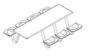 ADA Anchor Table, 7 Blue/Grey Seats, Rectangle, 30" x 96"